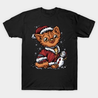 Orange Christmas Cat Santa Suit T-Shirt